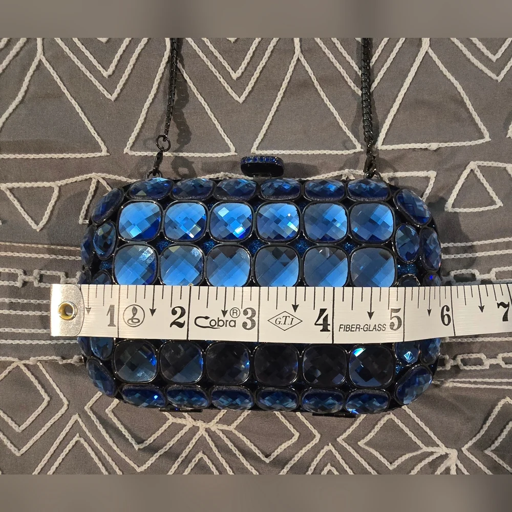 Womens Small Blue Rhinestone Purse - Picture 2 of 6